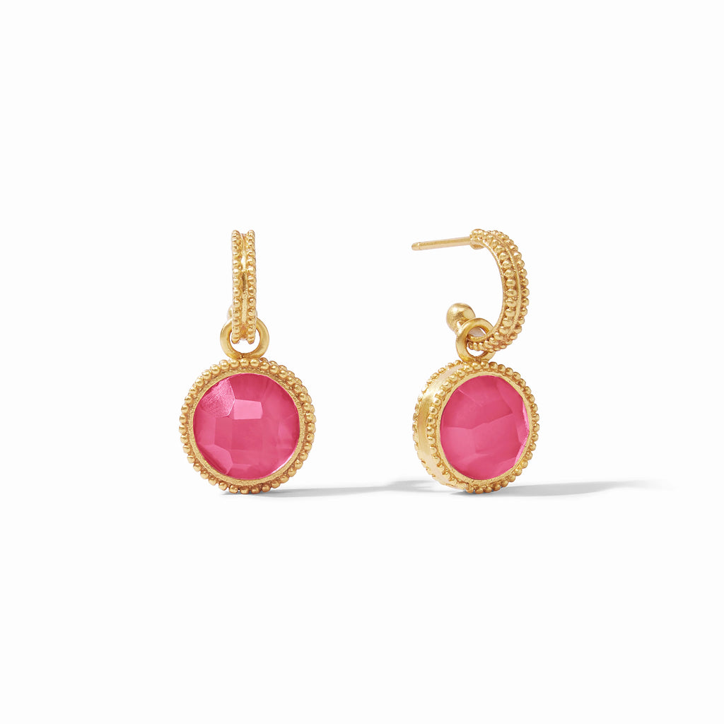 Julie Vos Fleur-de-Lis Hoop & Charm Earring in Iridescent Raspberry