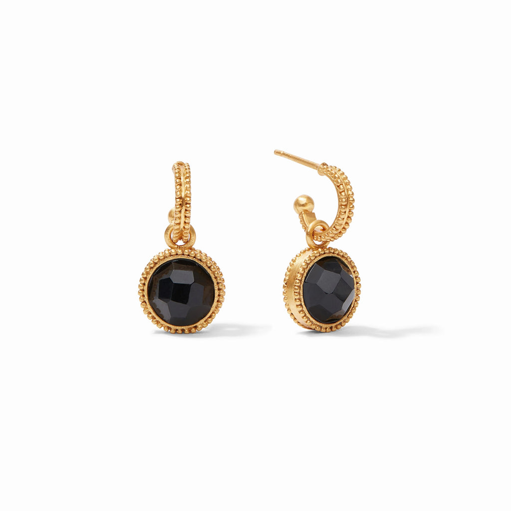 Julie Vos Fleur-de-Lis Hoop & Charm Earring in Obsidian Black