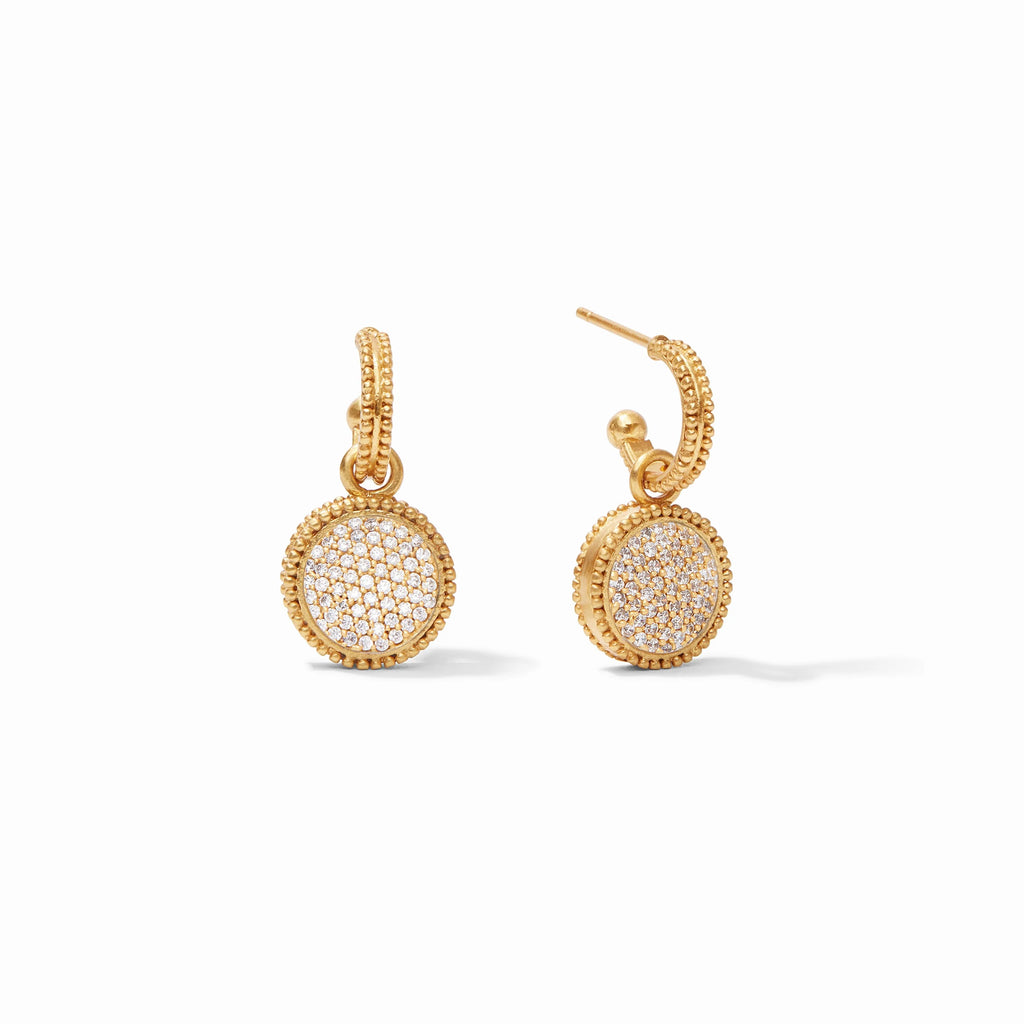 Julie Vos Fleur-de-Lis Hoop & Charm Earring in Pavé Cubic Zirconia