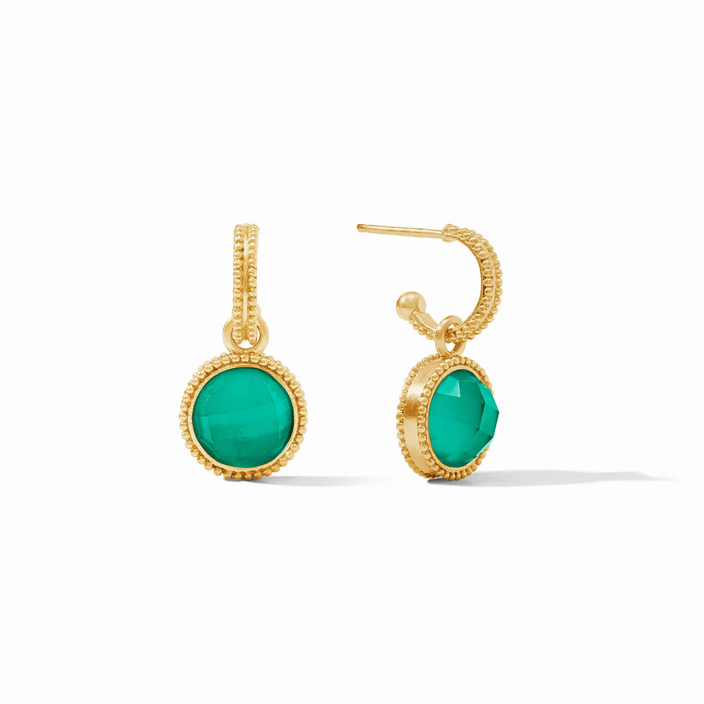 Julie Vos Fleur-de-Lis Hoop & Charm Earring in Emerald Green