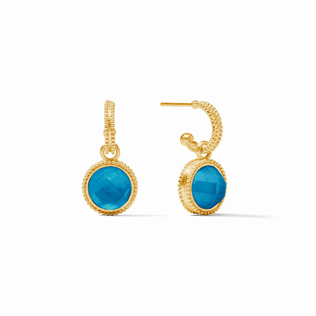 Julie Vos Fleur-de-Lis Hoop & Charm Earring in London Blue