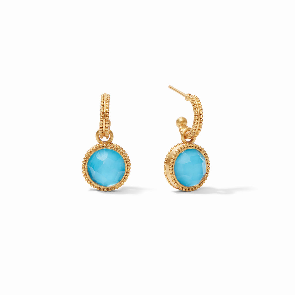 Julie Vos Fleur-de-Lis Hoop & Charm Earring in Iridescent Pacific Blue