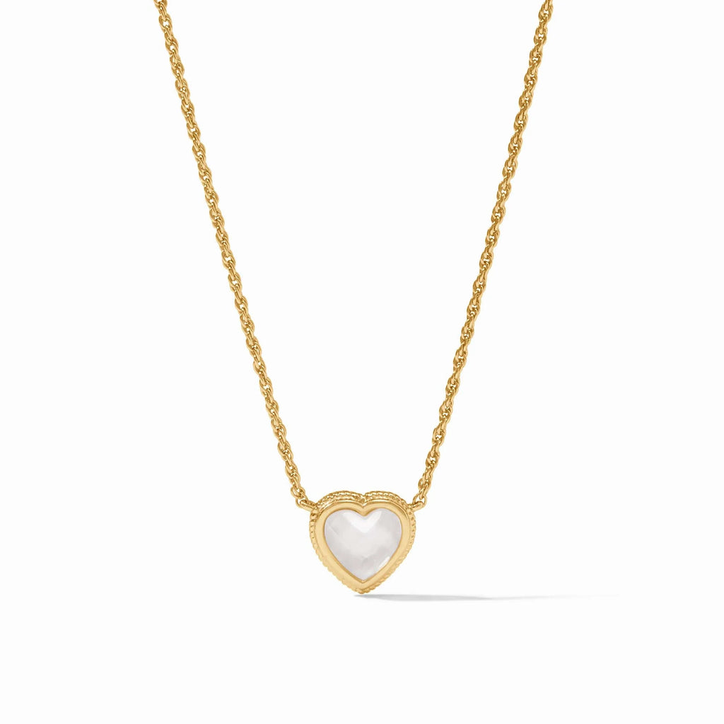 Julie Vos Heart Delicate Necklace in Iridescent Clear Crystal