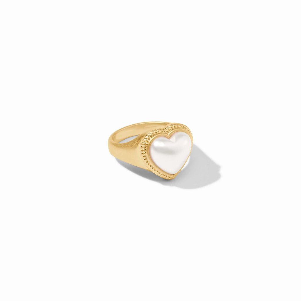 Julie Vos Heart Signet Ring in Pearl