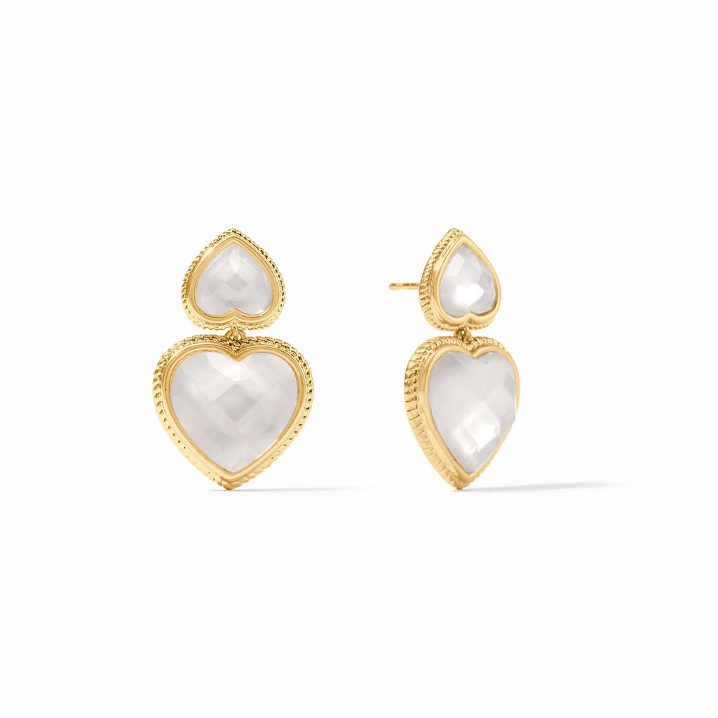 Julie Vos Heart Statement Earring in Iridescent Clear Crystal