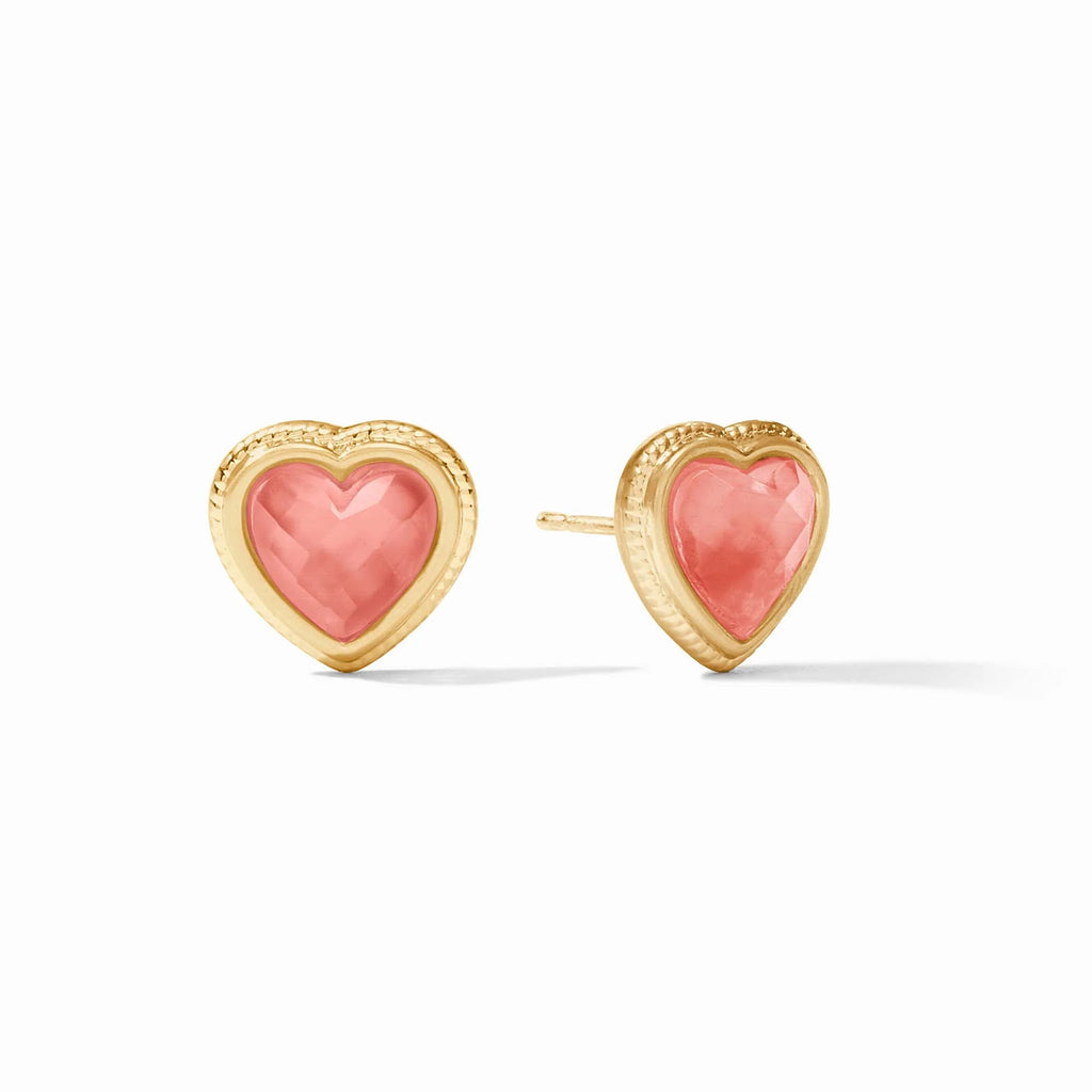 Julie Vos Heart Stud in Iridescent Blush Pink