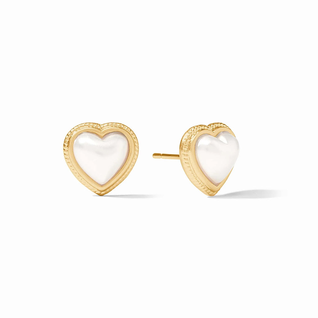 Julie Vos Heart Stud in Pearl