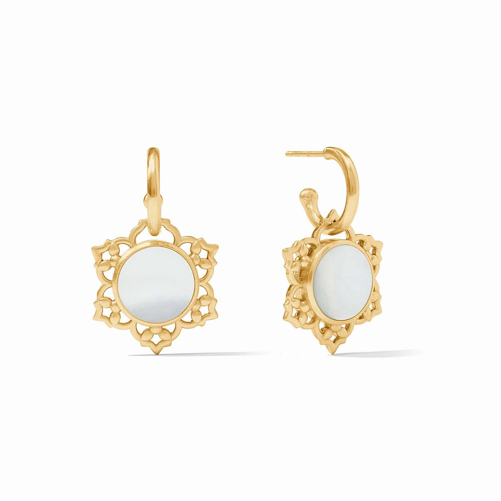 Julie Vos Helene Hoop & Charm Earring in Mother of Pearl Gemstones