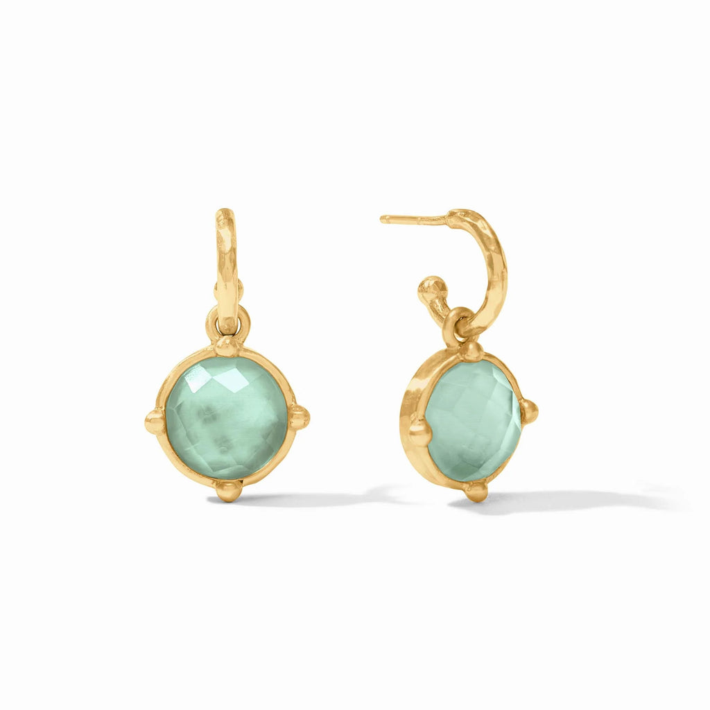 Julie Vos Honeybee Hoop & Charm Earring in Iridescent Aquamarine Blue