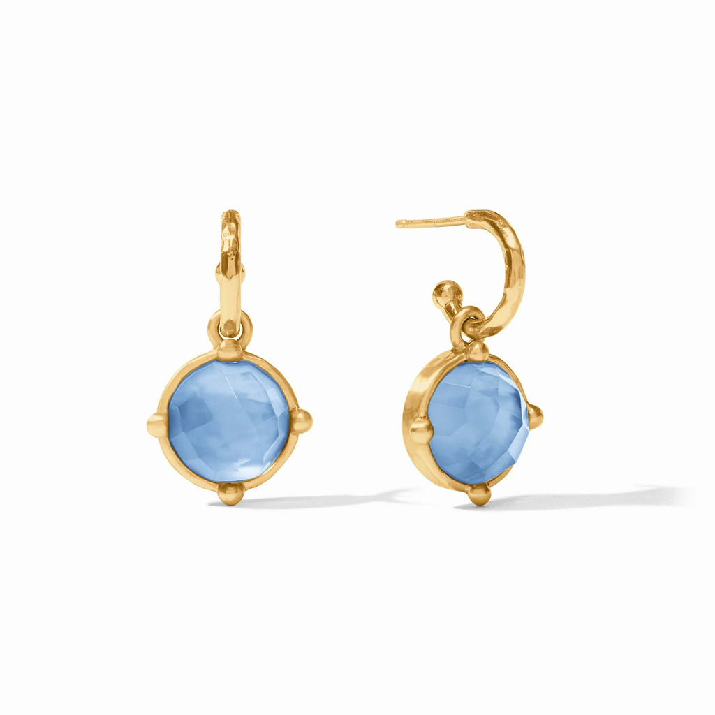 Julie Vos Honeybee Hoop & Charm Earring in Iridescent Chalcedony Blue