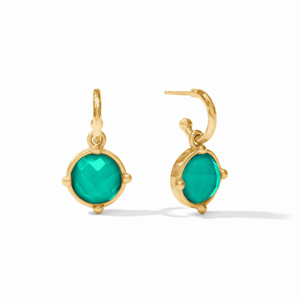 Julie Vos Honeybee Hoop & Charm Earring in Iridescent Emerald Green