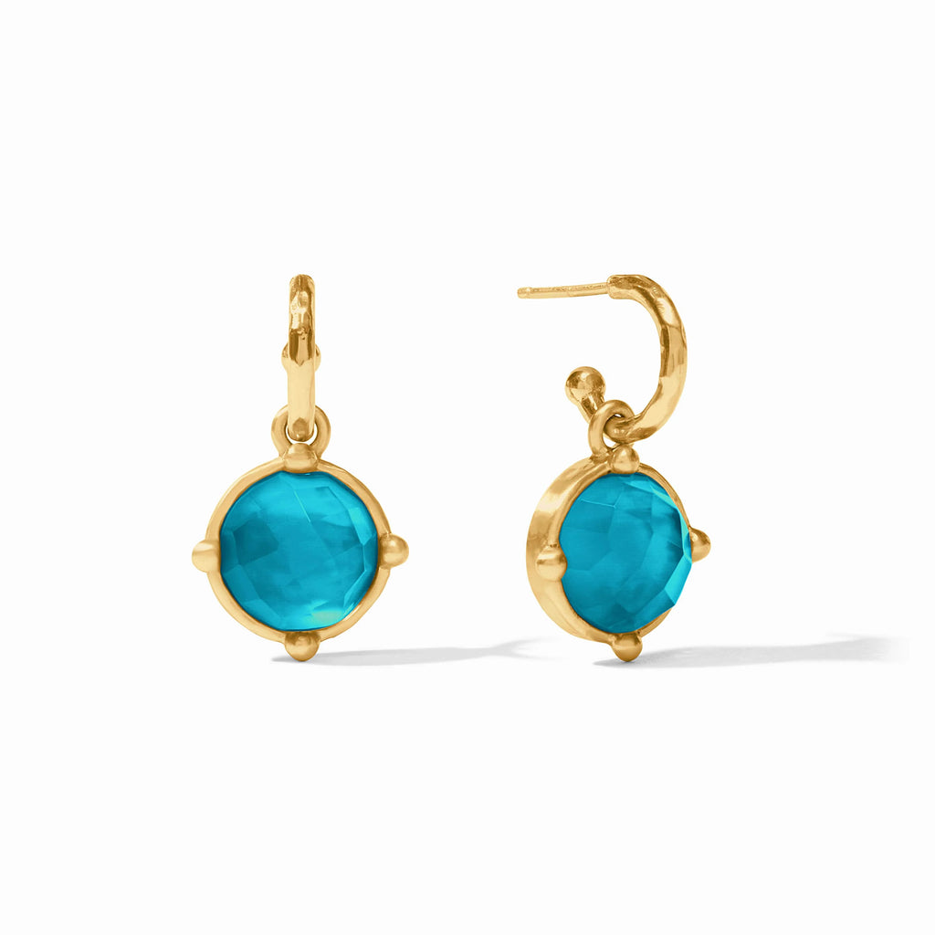 Julie Vos Honeybee Hoop & Charm Earring in Iridescent London Blue