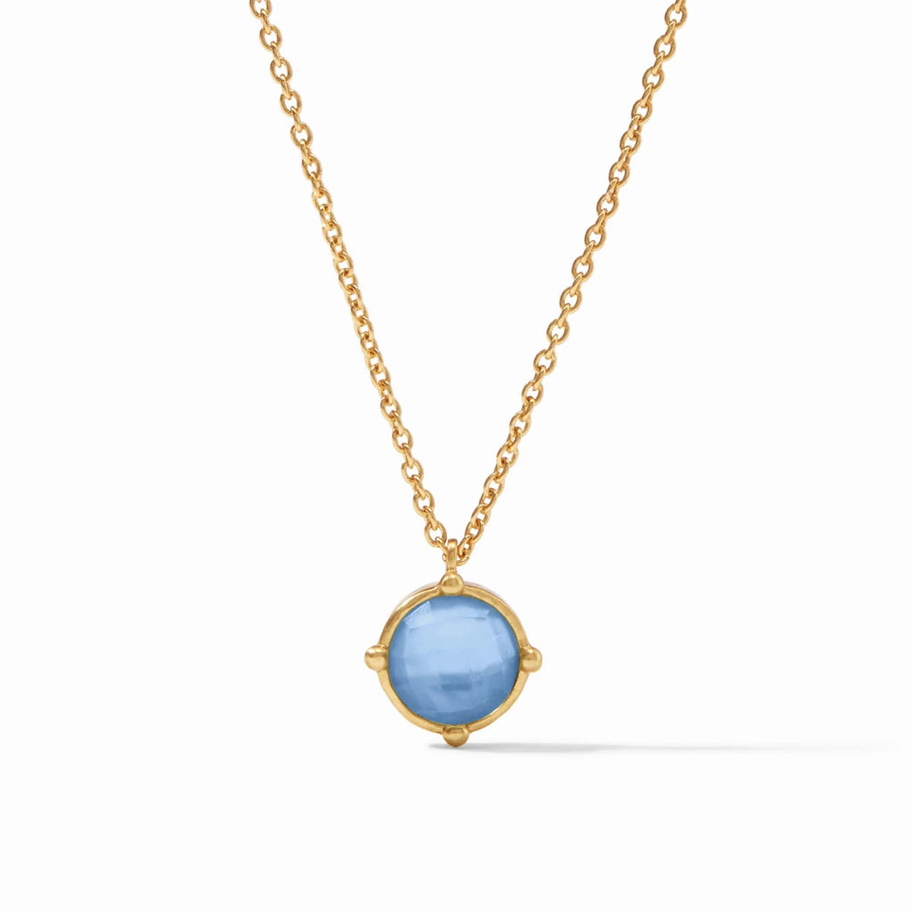 Julie Vos Honeybee Solitaire Necklace in Iridescent Chalcedony Blue