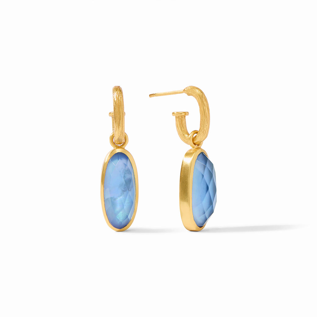 Julie Vos Ivy Hoop & Charm Earring in Iridescent Chalcedony Blue