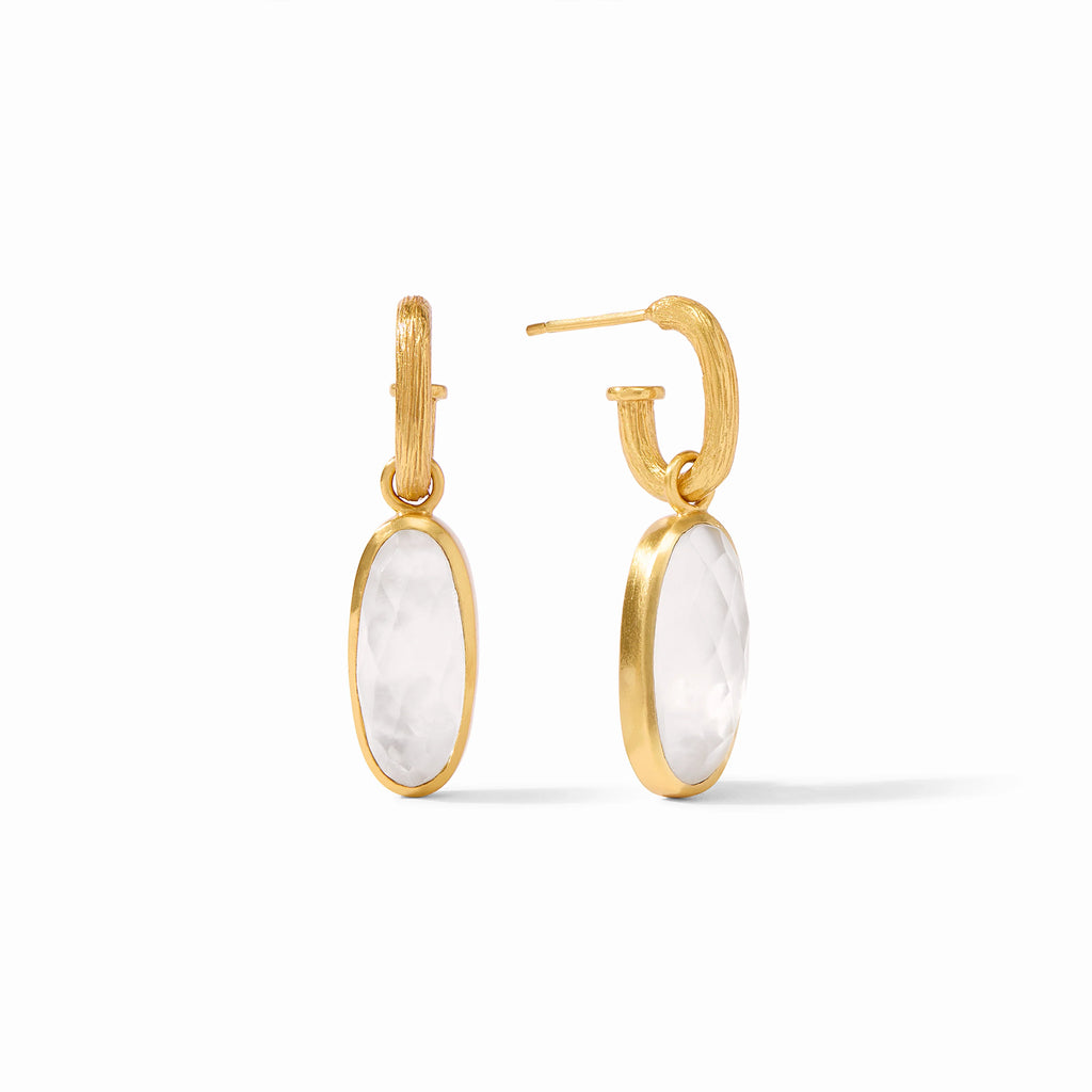 Julie Vos Ivy Hoop & Charm Earring in Iridescent Clear Crystal