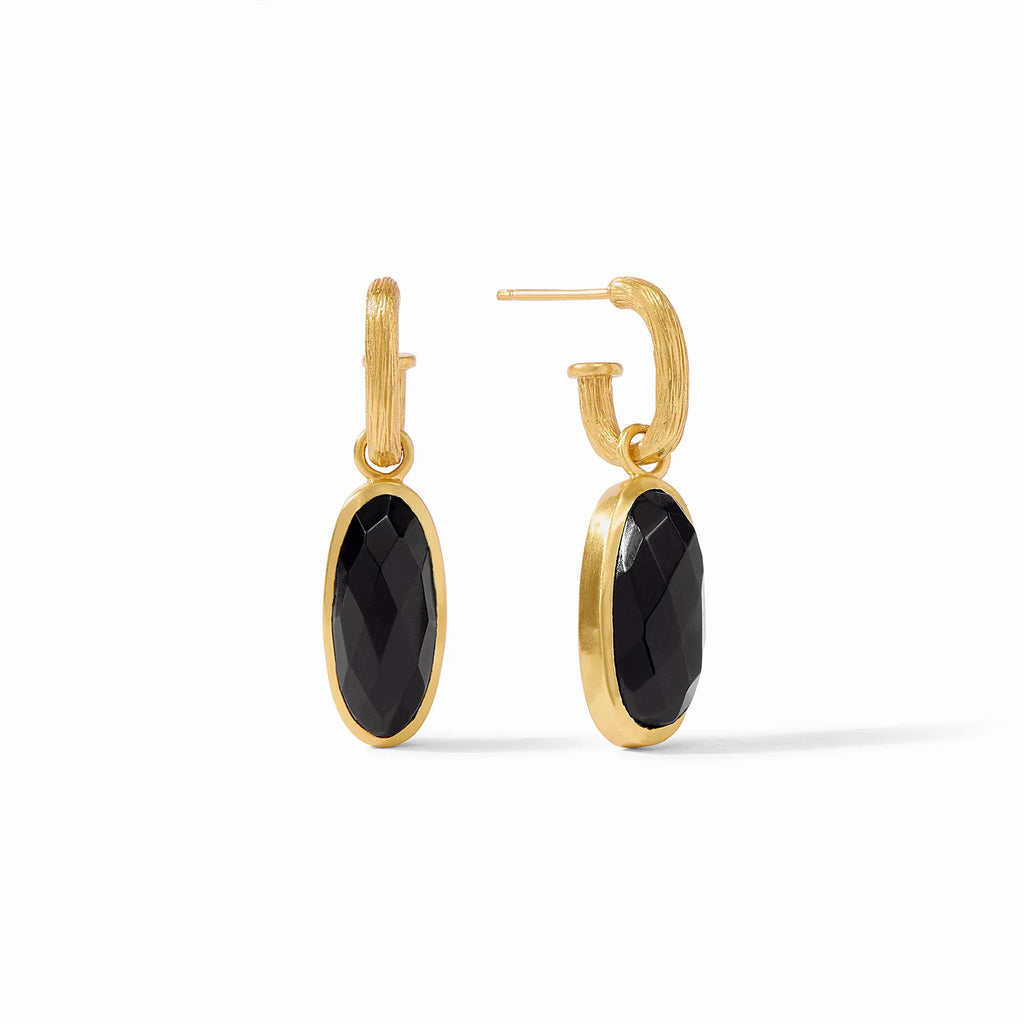 Julie Vos Ivy Hoop & Charm Earring in Obsidian Black