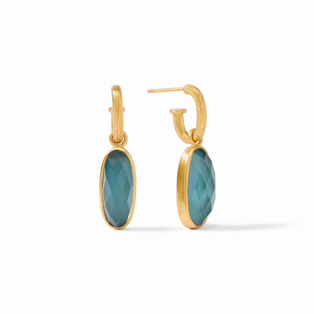 Julie Vos Ivy Hoop & Charm Earring in Iridescent Peacock Blue