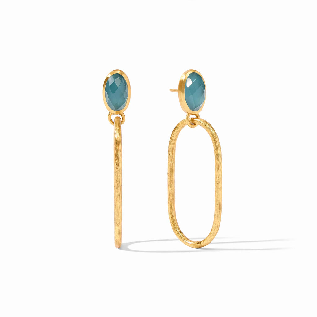 Julie Vos Ivy Statement Earring in Iridescent Peacock Blue