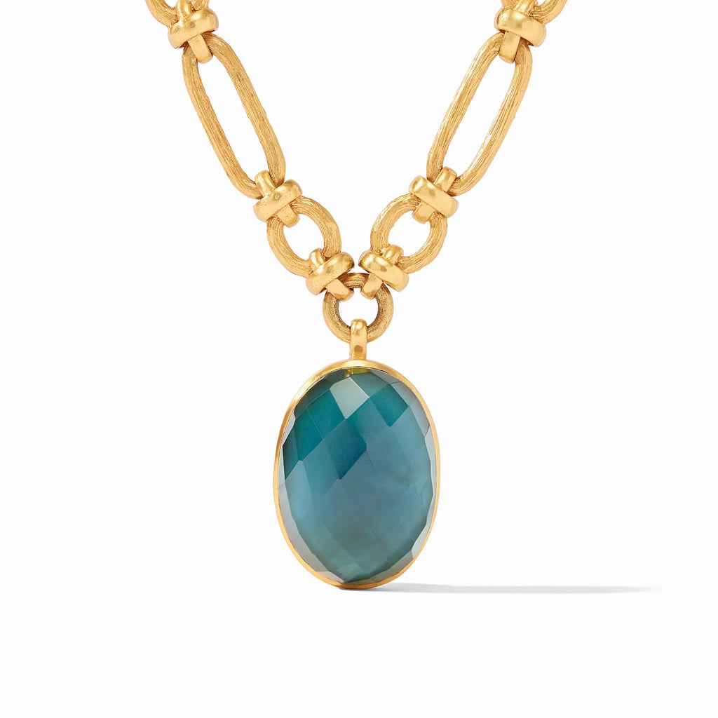 Julie Vos Ivy Statement Necklace in Iridescent Peacock Blue