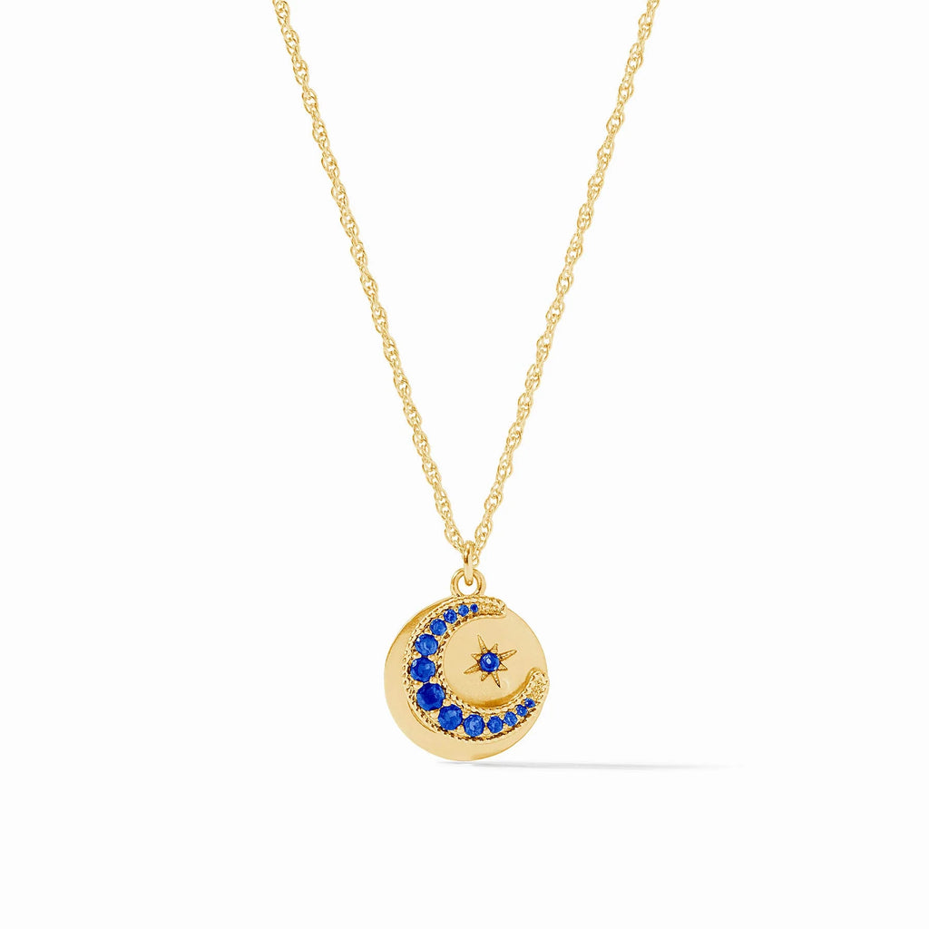 Julie Vos Luna Delicate Charm Necklace in Sapphire Blue