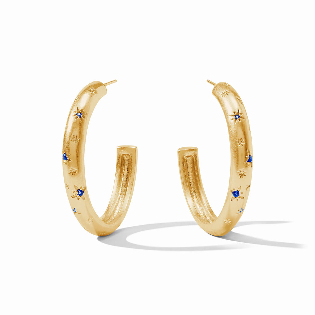 Julie Vos Luna Stone Hoop in Sapphire Blue Size Large