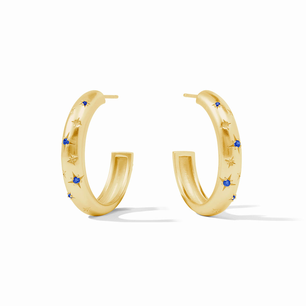 Julie Vos Luna Stone Hoop in Sapphire Blue Size Medium