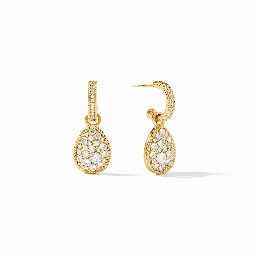 Julie Vos Luna Teardrop Hoop & Charm Earring in Cubic Zirconia