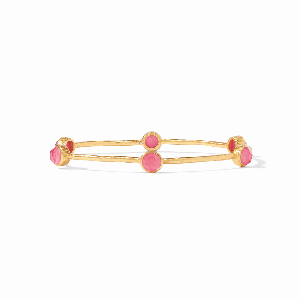Julie Vos Milano Luxe Gold Bangle with Iridescent Peony Pink Gemstones