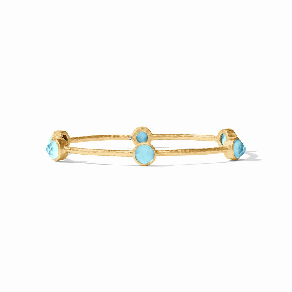 Julie Vos Milano Luxe Gold Bangle with Iridescent Capri Blue Gemstones