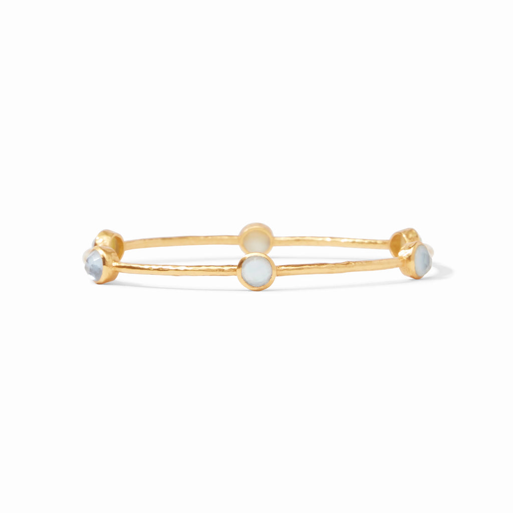 Julie Vos Milano Luxe Gold Bangle with Iridescent Chalcedony Blue Gemstones