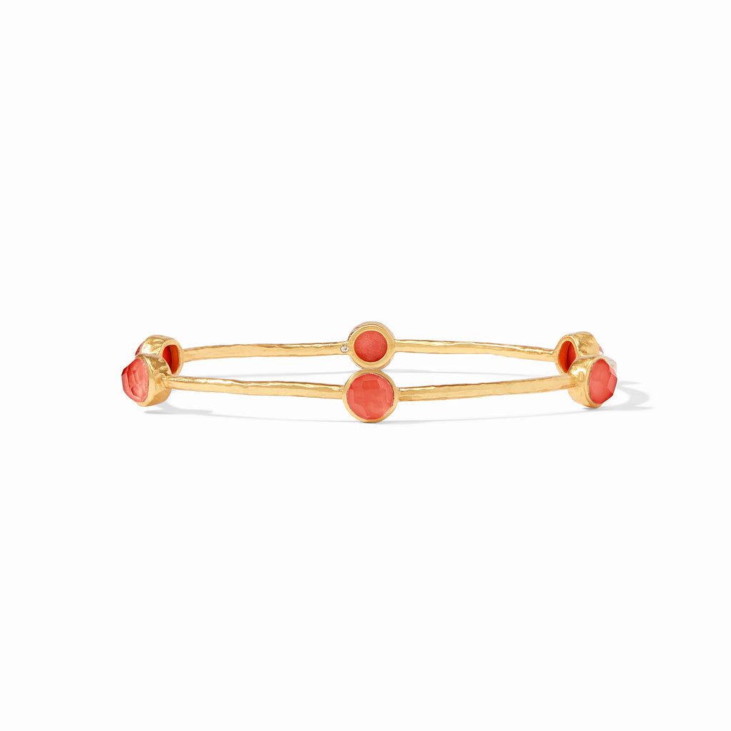 Julie Vos Milano Luxe Gold Bangle with Iridescent Coral Gemstones