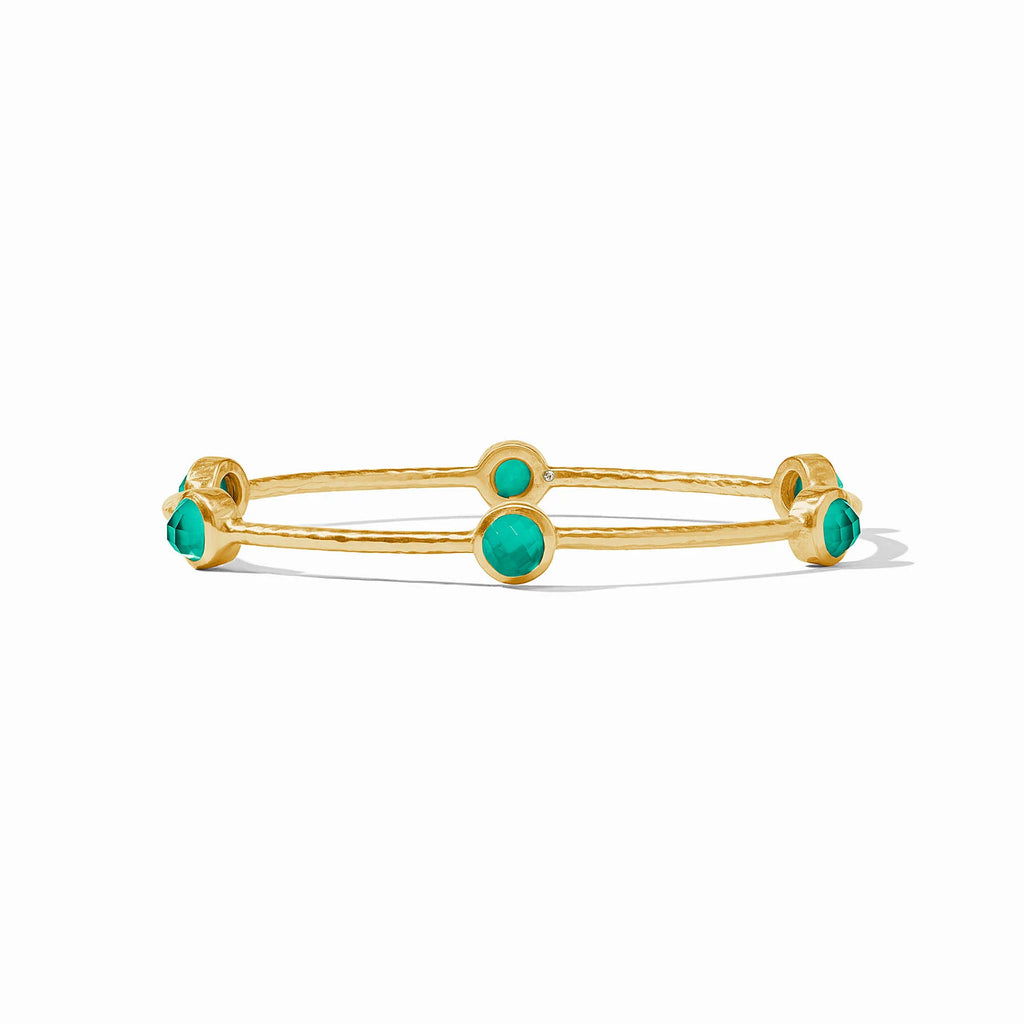 Julie Vos Milano Luxe Gold Bangle with Iridescent Emerald Green Gemstones