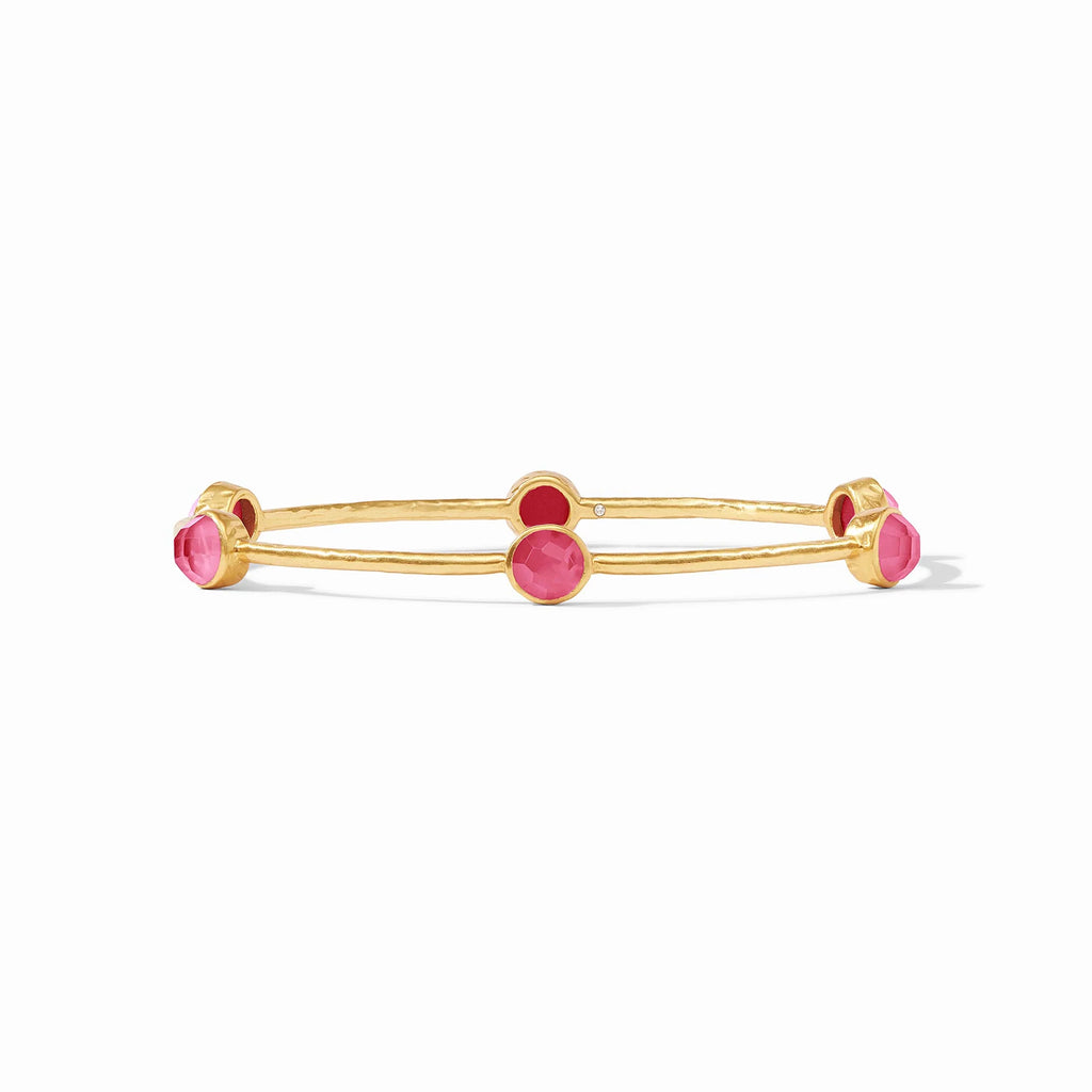 Julie Vos Milano Luxe Gold Bangle with Iridescent Raspberry Gemstones