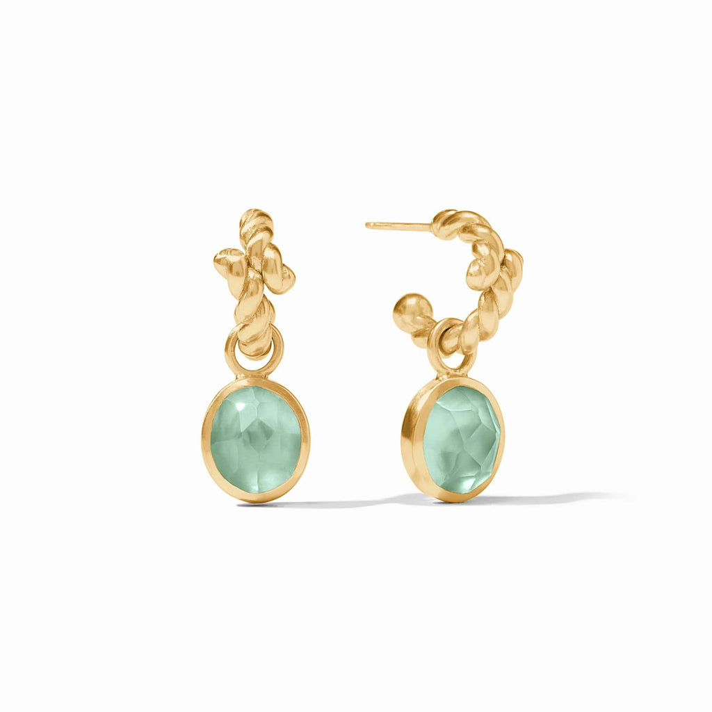 Julie Vos Nassau Hoop & Charm Earring in Iridescent Aquamarine Blue