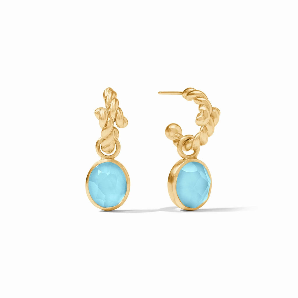 Julie Vos Nassau Hoop & Charm Earring in Iridescent Capri Blue