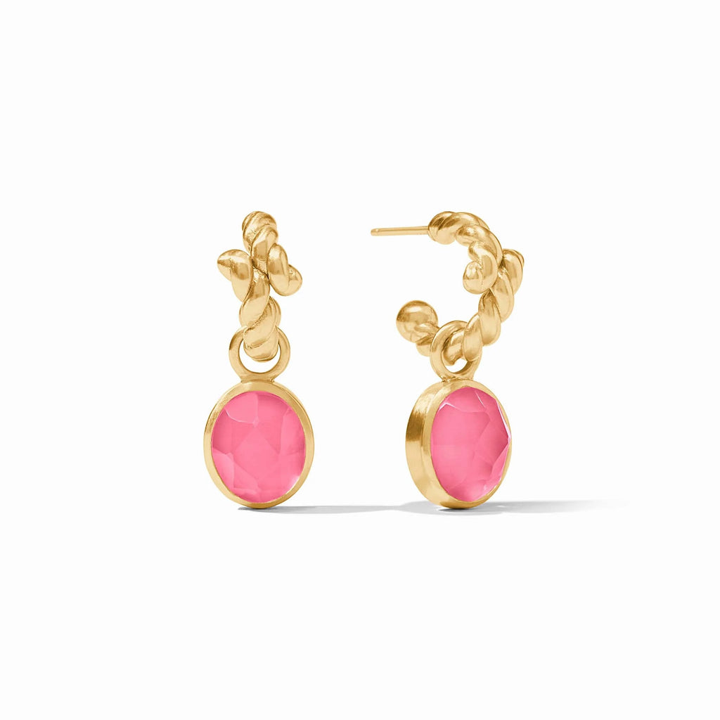 Julie Vos Nassau Hoop & Charm Earring in Iridescent Peony Pink