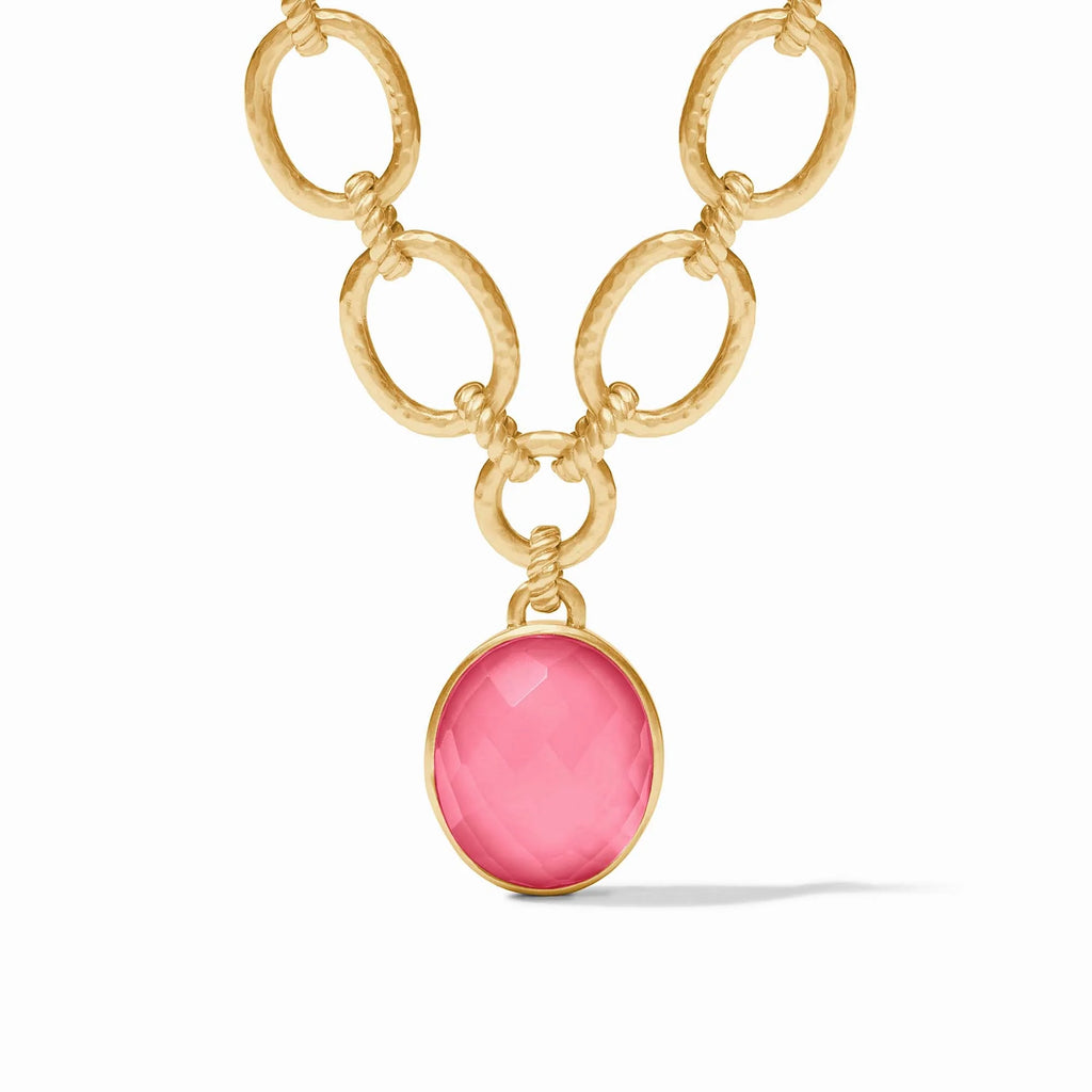 Julie Vos Nassau Statement Necklace in Iridescent Peony Pink