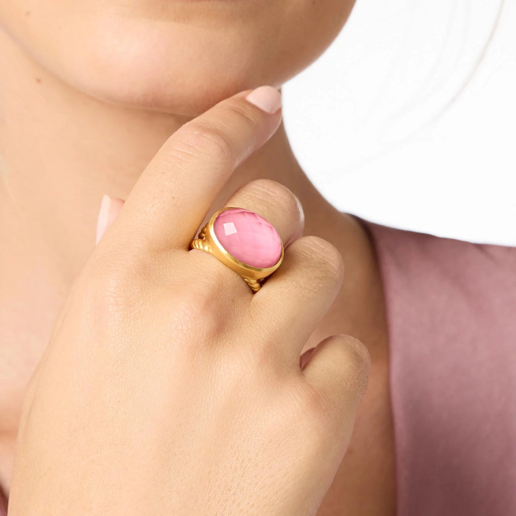 Julie Vos Nassau Statement Ring in Iridescent Peony Pink