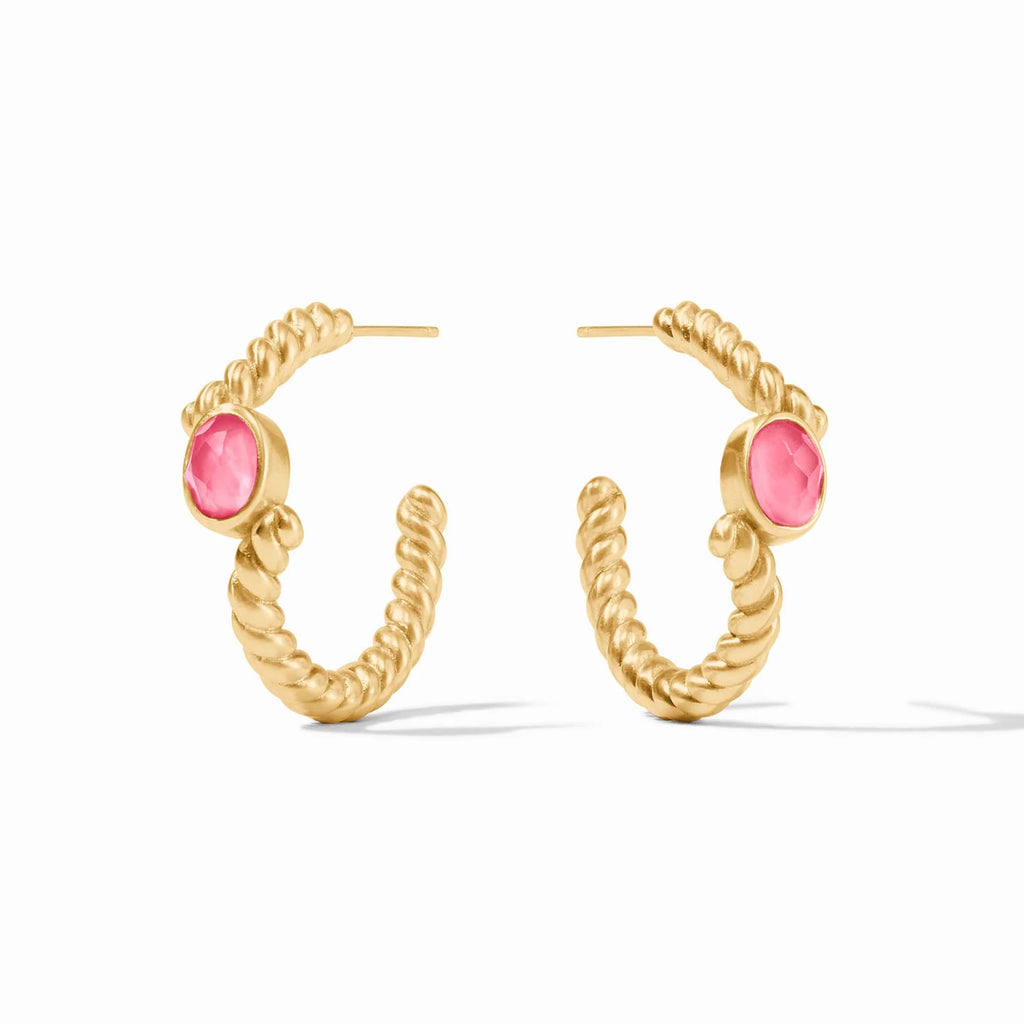 Julie Vos Nassau Stone Hoop in Iridescent Peony Pink