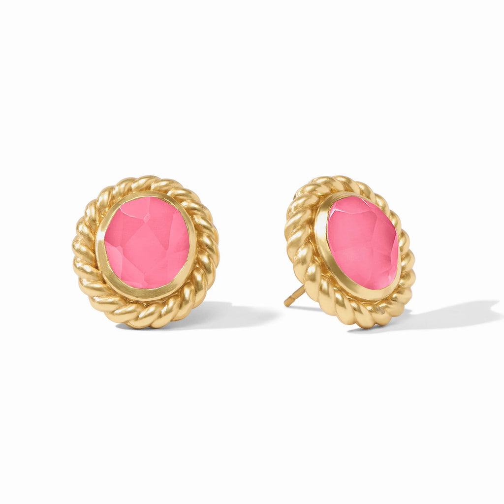 Julie Vos Nassau Stone Stud in Iridescent Peony Pink