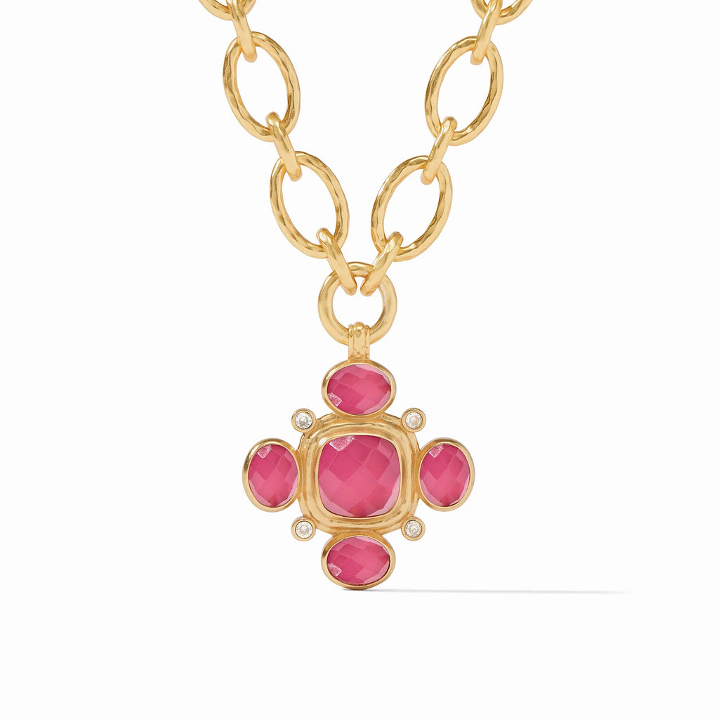 Julie Vos Tudor Statement Necklace in Iridescent Raspberry Color