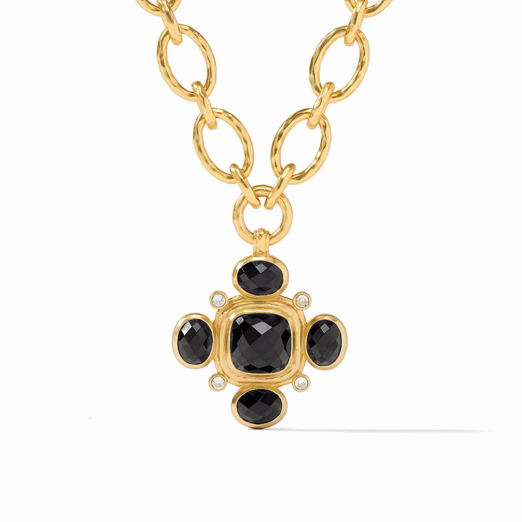 Julie Vos Tudor Statement Necklace in Obsidian Black Color