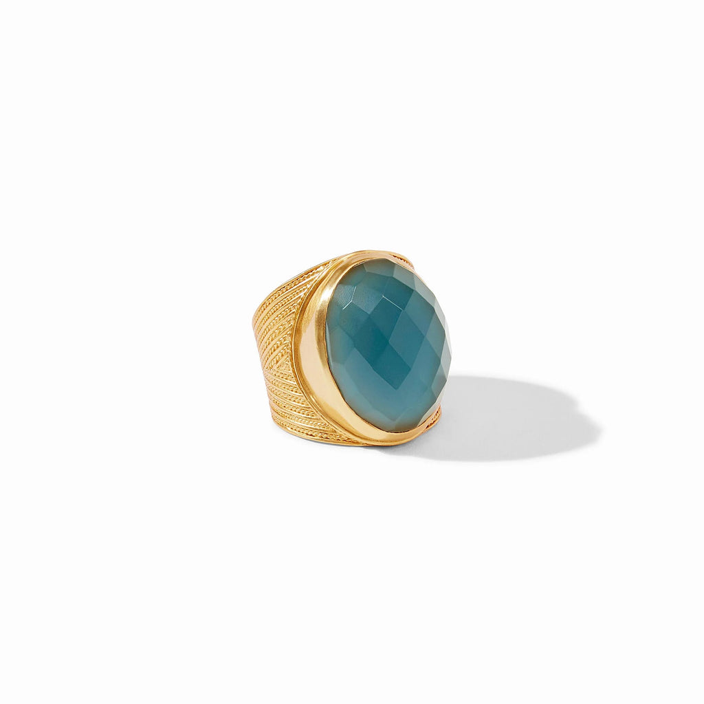 Julie Vos Verona Statement Ring in Iridescent Peacock Blue