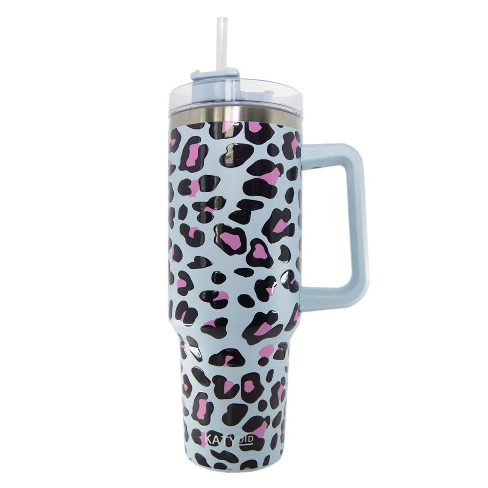 Katydid Blue Leopard Tumbler Cup with Straw – Parsons Gifts