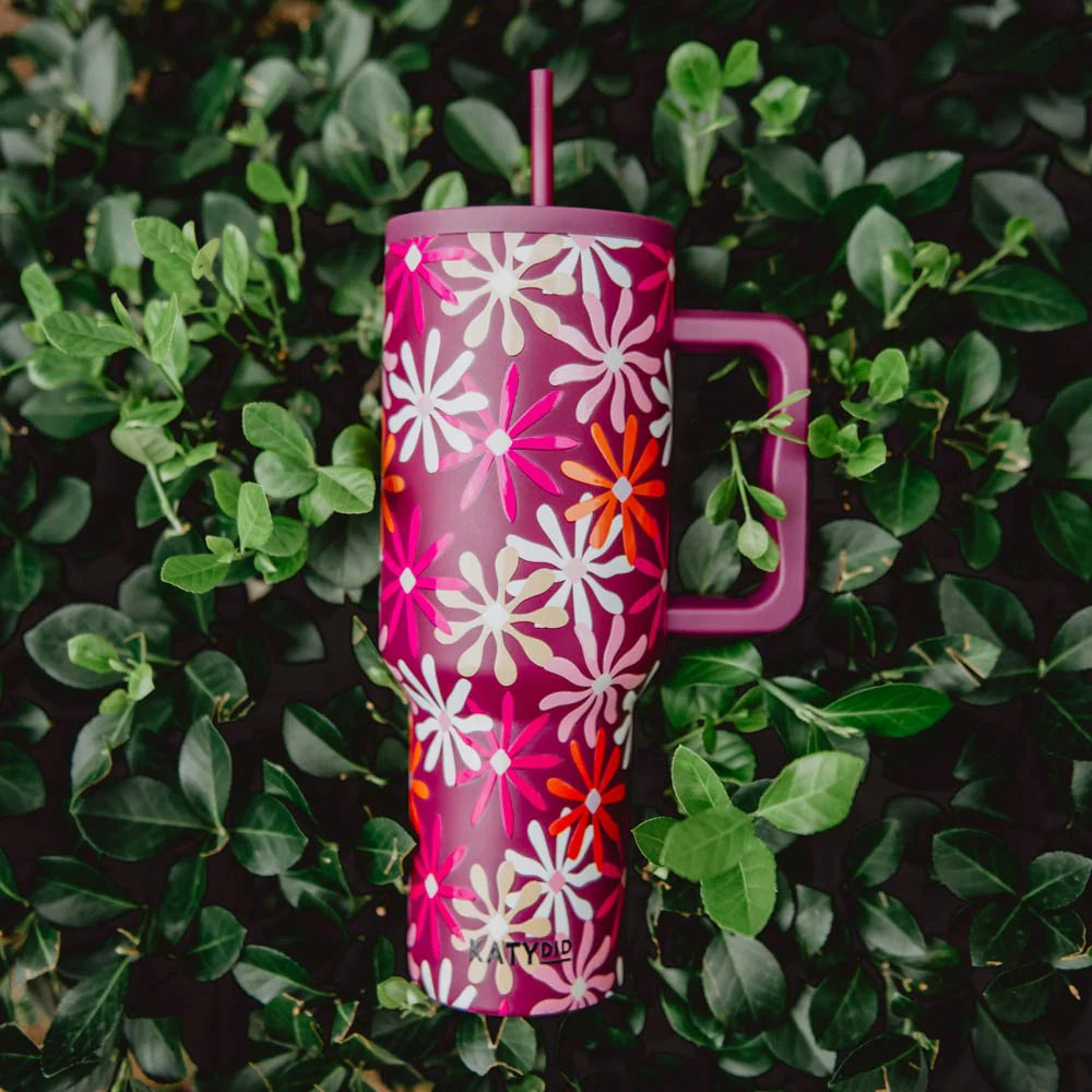 Katydid Multicolored Maroon Floral Stainless Steel Tumbler