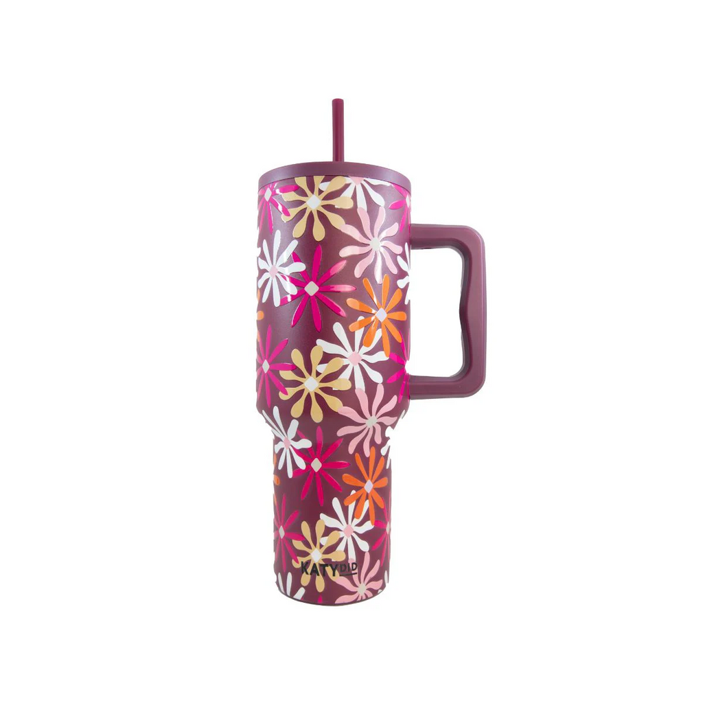 Katydid Multicolored Maroon Floral Stainless Steel Tumbler