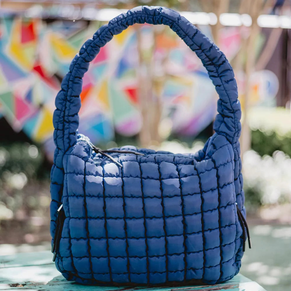 Katydid Navy Oversized Quilted Hobo Tote Bag