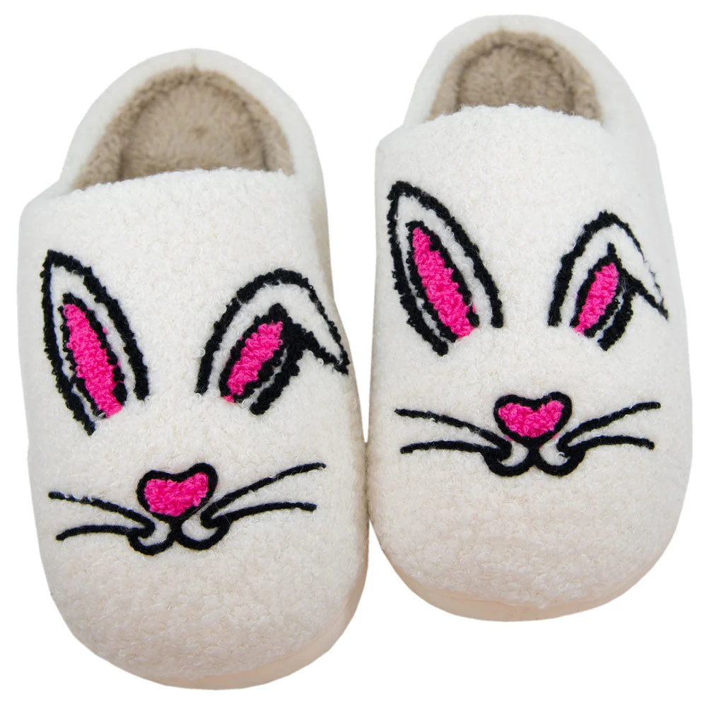 Katydid Pink Bunny Face Fuzzy Slippers