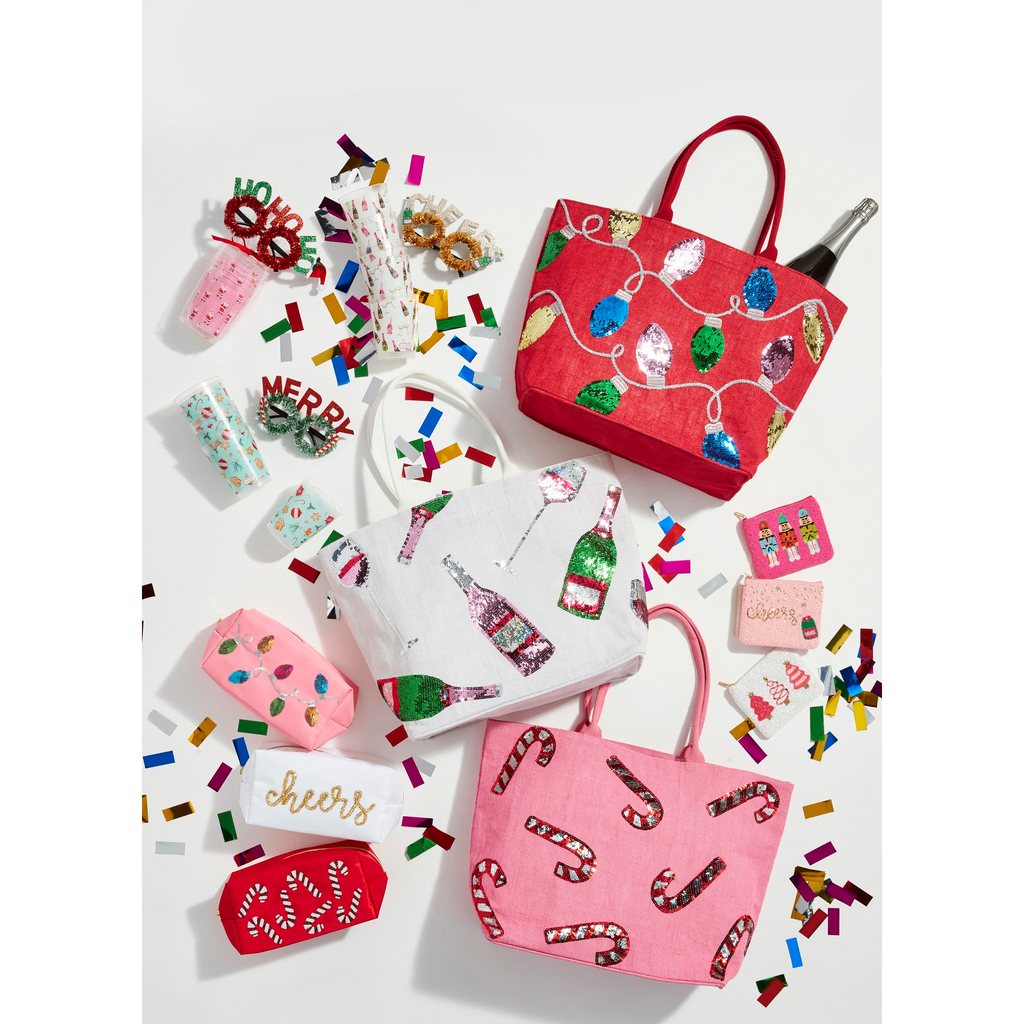 Mud Pie The Candy Cane Sparkle Tote