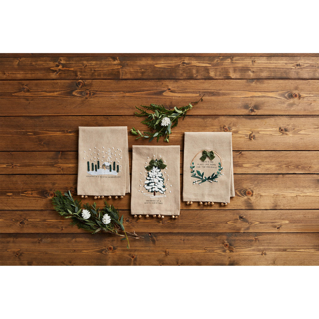 Mud Pie The House Jingle Bell White Christmas Towel